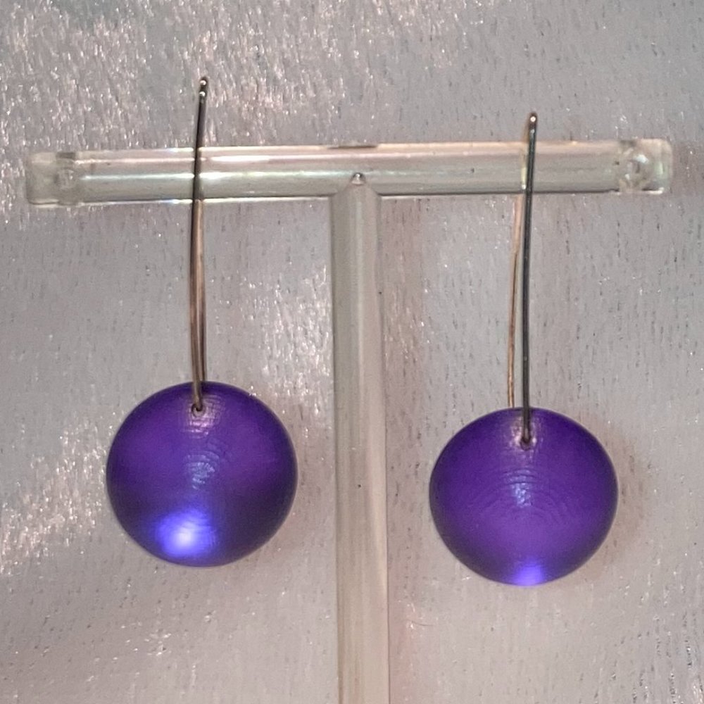 Alexis Bittar Lucite Drop Earrings in Purple with silver angle hooks